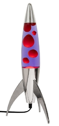 Raket Lavalamp Zilver - Violet/Rood
