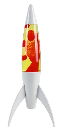 Raket Lavalamp Wit - Rood/Geel