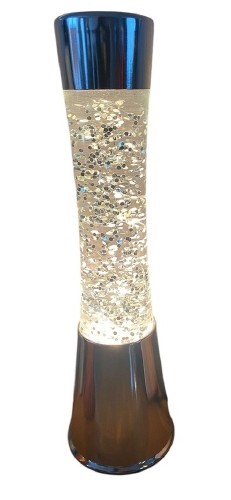 Lavalamp Zilver met zilverkleurige glitters - 2e kansje