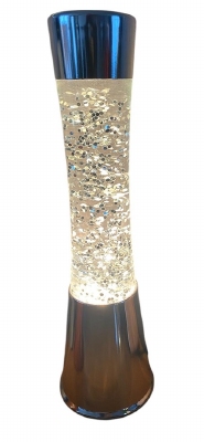 Lavalamp Zilver met zilverkleurige glitters - 2e kansje