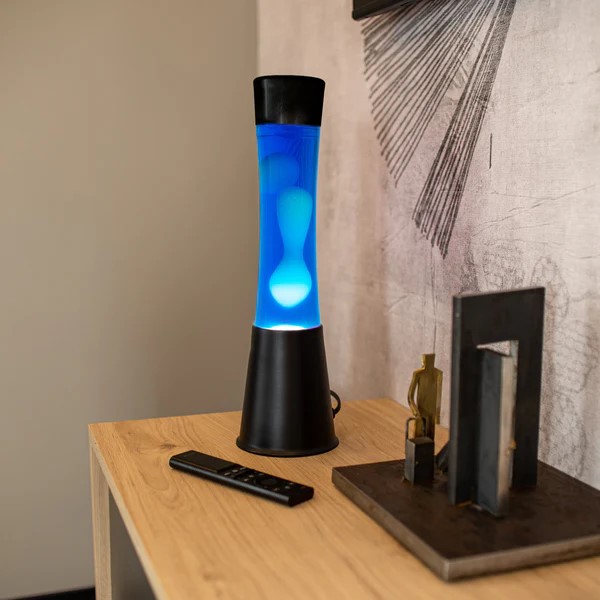 Zwarte lavalamp Blauw - Wit
