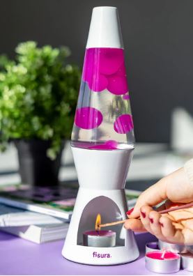 Theelicht lavalamp Wit met roze was