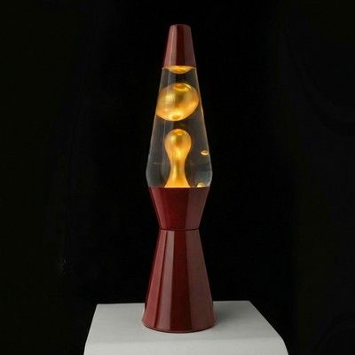 Lavalamp bordeaux rood met goudekleurige was